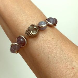 Form 31 Grey Quartz with Pyrite Skull Bracelet